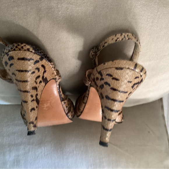 Vintage Brown Snake Print Slingback Sandals 7 - Picture 4 of 5